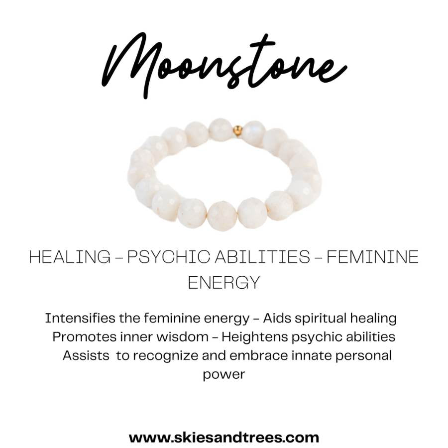 Moonstone Bead Bracelet - Intuition, Psychic Energy, Femininity