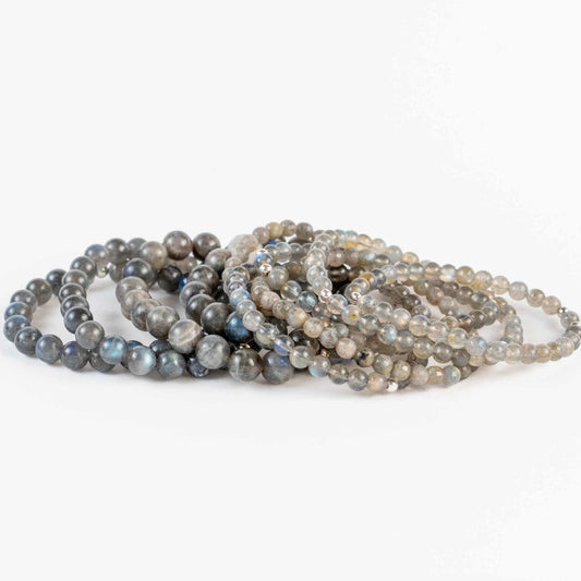 8mm Labradorite Bead Bracelet – Mystical Protection & Transformation - Skies & Trees