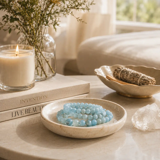 Aquamarine Bead Bracelet