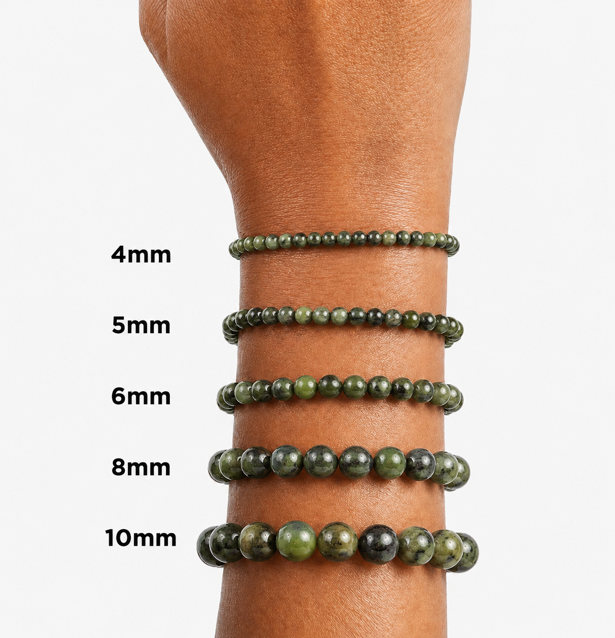 Dendritic Green Jade Bead Bracelet